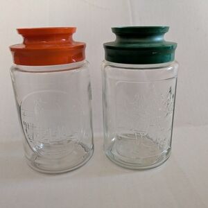 Vintage Anchor Hocking set of 2 tang jars. Wharf And Winter.